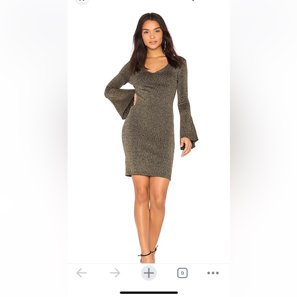 ✨NWOT BCB Generation stretch knit glittery sweater dress S black with gold.